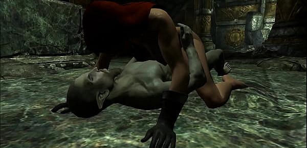  Elena Riding a Dark Elf in Skyrim 3D Animated Porn